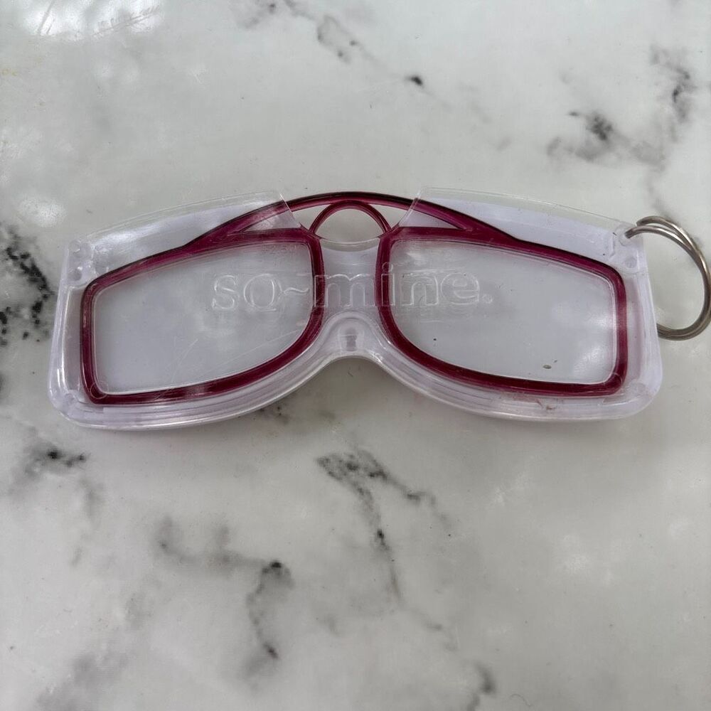 So-Mine Womens On The Go Mobile Reading Glasses +2.50 Red Case Adhesive Key Ring